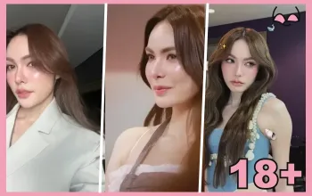 รูปปก ชาล็อต ออสติน คอลลาจ 3 ภาพ พร้อมสัญลักษณ์ 18+