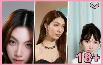 รูปปกบทความ ออม กรณ์นภัส แบบคอลลาจ 3 ภาพ พร้อมสัญลักษณ์ 18+