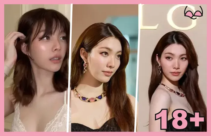รูปปกบทความ ออม กรณ์นภัส แบบคอลลาจ 3 ภาพ พร้อมสัญลักษณ์ 18+